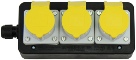 Steckdosenblock, Steckdosenleiste im Vollgummi-Gehäuse, Mehrfachsteckdose, Steckdosenverteiler, Steckdosenwürfel, 110V, gelb, 3-polig, CEE